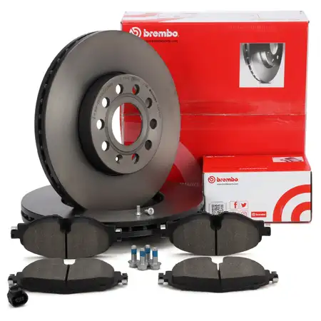 BREMBO Bremsscheiben + Bel&auml;ge AUDI A3 SEAT Leon SKODA Octavia 4 VW Golf 7 vorne