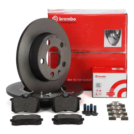 BREMBO Bremsscheiben + Bel&auml;ge AUDI A3 8L VW Golf 4 Polo 9N 6R hinten