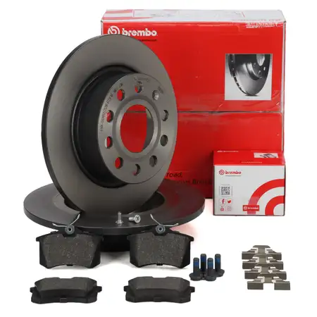 BREMBO Bremsscheiben + Bel&auml;ge AUDI A3 8P SEAT Leon SKODA Octavia 3 4 VW Golf 5 6 hinten