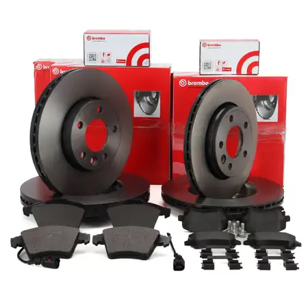 BREMBO Bremsscheiben + Bel&auml;ge + Wako VW Multivan Transporter T5 2E3 2E4 vorne + hinten