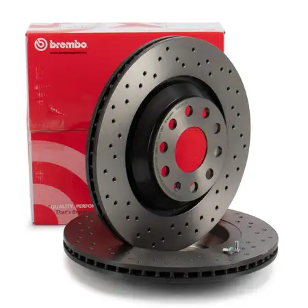 BREMBO XTRA Bremsscheiben Satz VW Golf 5 6 7 8 Passat Tiguan AUDI A3 Q2 Q3 TT hinten