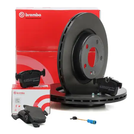 BREMBO Bremsscheiben BEL&Uuml;FTET + Bel&auml;ge + Wako MERCEDES C-Klasse W205 S205 C205 A205 hinten