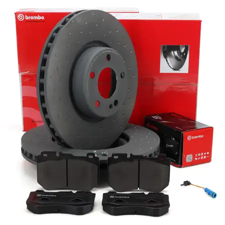 BREMBO Bremsscheiben + Bel&auml;ge + Sensor MERCEDES W205 S205 C205 A205 mit Sportpaket vorne