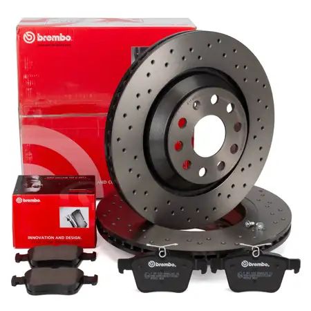 BREMBO XTRA Bremsscheiben + Bremsbel&auml;ge VW Golf 7 Passat B8 Tiguan A3 8V Q2 Q3 TT hinten