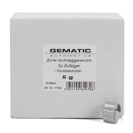 GEMATIC Auswuchtgewicht Schlaggewicht f&uuml;r Alufelge GRAU-ZINK 100 St&uuml;ck x 5g