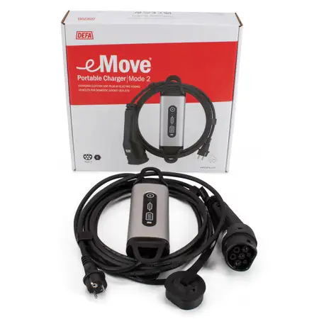 DEFA 502003 Ladeger&auml;t Ladekabel eMove E-Auto High Modus Mode 2 Typ 2 10A 230V 6m CEE 7/7