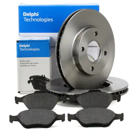 DELPHI Bremsscheiben + Bel&auml;ge FORD Fiesta 4 MK4 5 MK5 Fusion Ka Puma mit ABS vorne