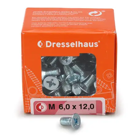 100x DRESSELHAUS Schraube Bremsscheibe M6x12mm f&uuml;r PORSCHE 90026904701