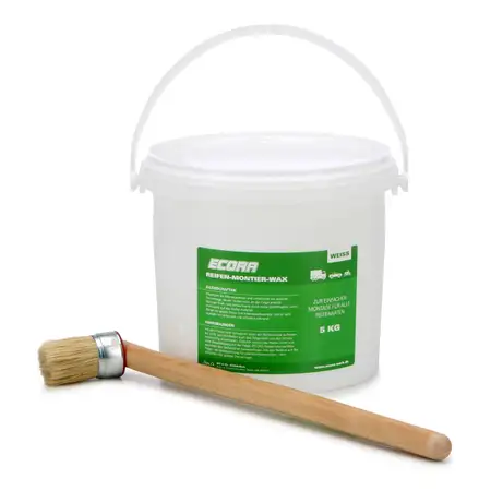 5kg ECORA Reifenmontagepaste Reifenmontier Wax Paste Montagepaste WEISS + Pinsel