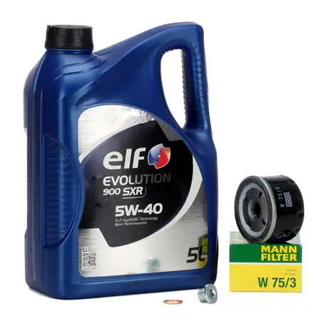 5L elf Evolution 900 SXR 5W-40 Motor&ouml;l + MANN &Ouml;lfilter f&uuml;r NISSAN OPEL RENAULT