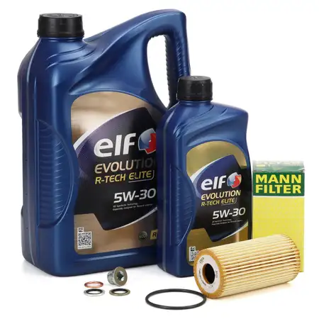 6L elf Evolution R-TECH ELITE 5W-30 Motor&ouml;l + MANN &Ouml;lfilter RENAULT 1.6/1.7/1.8 dCi