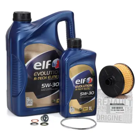 6L elf Evolution R-TECH ELITE 5W-30 + ORIGINAL &Ouml;lfilter f&uuml;r RENAULT DACIA 0.9-1.3 TCe