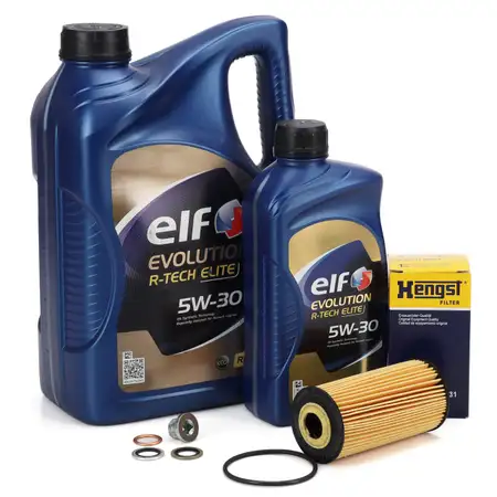 6L elf Evolution R-TECH ELITE 5W-30 Motor&ouml;l + HENGST &Ouml;lfilter RENAULT 1.6/1.7/1.8 dCi