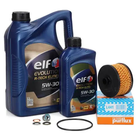 6L elf Evolution R-TECH ELITE 5W-30 + PURFLUX &Ouml;lfilter f&uuml;r RENAULT DACIA 0.9-1.3 TCe