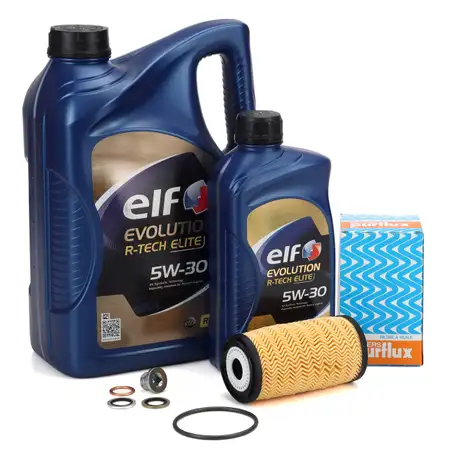 6L elf Evolution R-TECH ELITE 5W-30 Motor&ouml;l + PURFLUX &Ouml;lfilter RENAULT 1.6/1.7/1.8 dCi