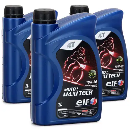 3L 3 Liter ELF Motor&ouml;l &Ouml;L 4T 4-TAKT MOTO 4 MAXITECH 10W30 JASO MA API SJ