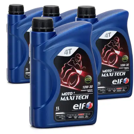 4L 4 Liter ELF Motor&ouml;l &Ouml;L 4T 4-TAKT MOTO 4 MAXITECH 10W30 JASO MA API SJ