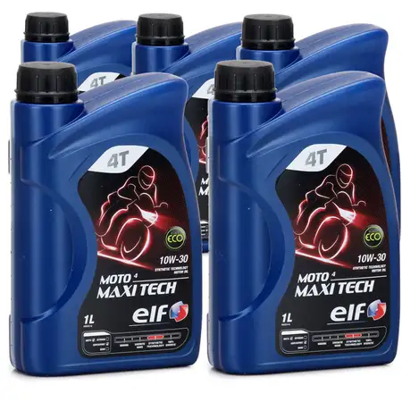 5L 5 Liter ELF Motor&ouml;l &Ouml;L 4T 4-TAKT MOTO 4 MAXITECH 10W30 JASO MA API SJ