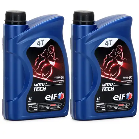 2L 2 Liter ELF Motor&ouml;l &Ouml;L 4T 4-TAKT MOTO 4 TECH 10W-50 10W50 JASO MA2