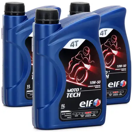 3L 3 Liter ELF Motor&ouml;l &Ouml;L 4T 4-TAKT MOTO 4 TECH 10W-50 10W50 JASO MA2