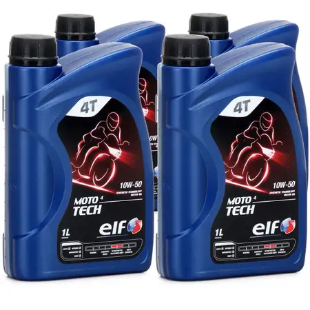 4L 4 Liter ELF Motor&ouml;l &Ouml;L 4T 4-TAKT MOTO 4 TECH 10W-50 10W50 JASO MA2