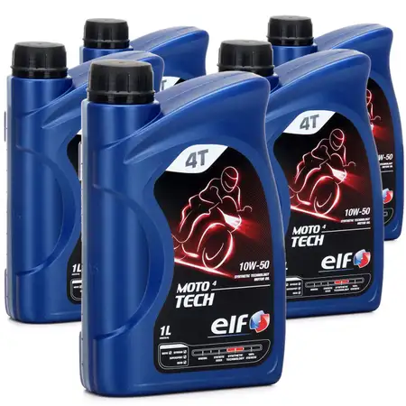 5L 5 Liter ELF Motor&ouml;l &Ouml;L 4T 4-TAKT MOTO 4 TECH 10W-50 10W50 JASO MA2