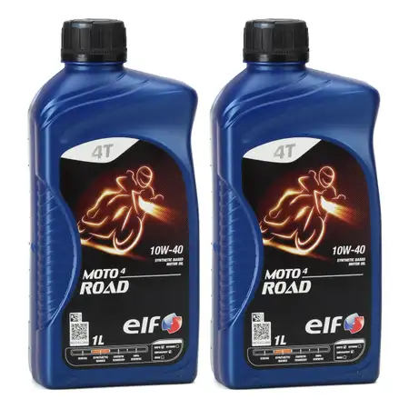 2L 2 Liter ELF Motor&ouml;l &Ouml;L 4T 4-TAKT MOTO 4 ROAD 10W-40 10W40 JASO MA2 API SN