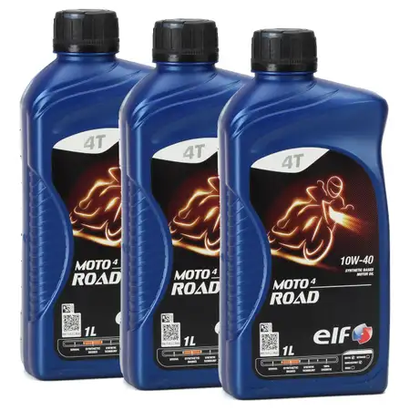 3L 3 Liter ELF Motor&ouml;l &Ouml;L 4T 4-TAKT MOTO 4 ROAD 10W-40 10W40 JASO MA2 API SN