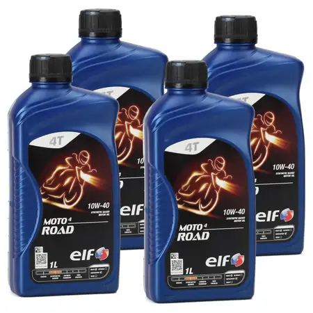 4L 4 Liter ELF Motor&ouml;l &Ouml;L 4T 4-TAKT MOTO 4 ROAD 10W-40 10W40 JASO MA2 API SN