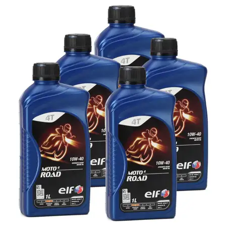 5L 5 Liter ELF Motor&ouml;l &Ouml;L 4T 4-TAKT MOTO 4 ROAD 10W-40 10W40 JASO MA2 API SN