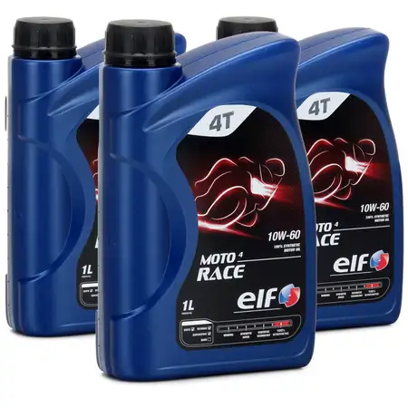 3L 3 Liter ELF Motor&ouml;l &Ouml;L 4T 4-TAKT MOTO 4 RACE 10W-60 10W60 API SN JASO MA2