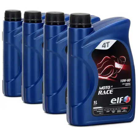 4L 4 Liter ELF Motor&ouml;l &Ouml;L 4T 4-TAKT MOTO 4 RACE 10W-60 10W60 API SN JASO MA2