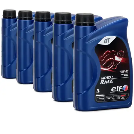 5L 5 Liter ELF Motor&ouml;l &Ouml;L 4T 4-TAKT MOTO 4 RACE 10W-60 10W60 API SN JASO MA2