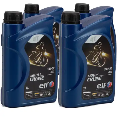 4L 4 Liter ELF Motor&ouml;l &Ouml;L 4T 4-TAKT MOTO CRUISE 20W-50 20W50 API SH JASO MA2