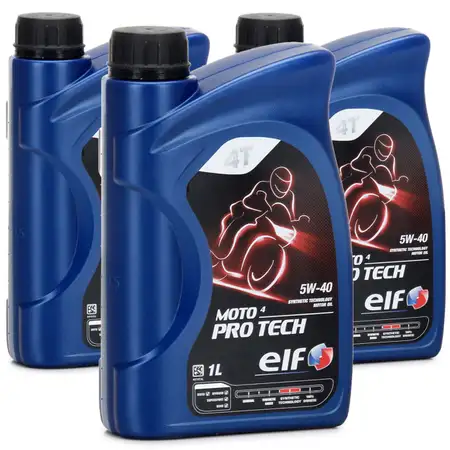 3L 3 Liter ELF Motor&ouml;l &Ouml;L 4T 4-TAKT MOTO 4 PRO TECH 5W-40 5W40 JASO MA2 API SL