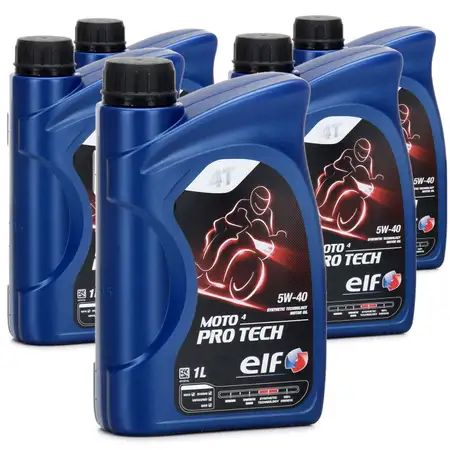 5L 5 Liter ELF Motor&ouml;l &Ouml;L 4T 4-TAKT MOTO 4 PRO TECH 5W-40 5W40 JASO MA2 API SL