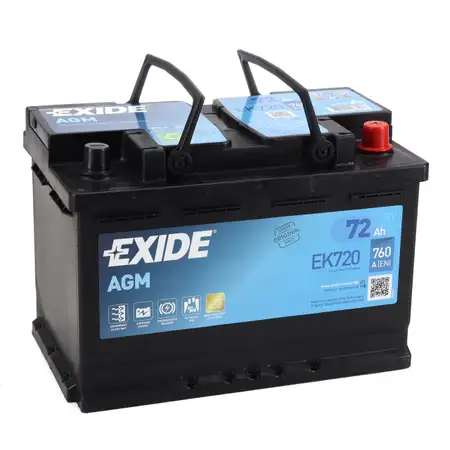 EXIDE EK720 AGM START-STOP Autobatterie Batterie Starterbatterie 12V 72Ah EN760A