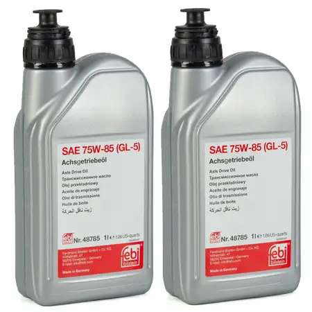 2L 2 Liter FEBI 48785 Achsgetriebe&ouml;l 75W-85 GL-5 GELB f&uuml;r AUDI BMW MERCEDES VW