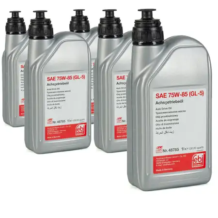 5L 5 Liter FEBI 48785 Achsgetriebe&ouml;l 75W-85 GL-5 GELB f&uuml;r AUDI BMW MERCEDES VW