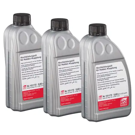 3x 850ml FEBI 101172 Hochleistungs&ouml;l Haldex Kupplung Haldex-&Ouml;l GELB AUDI BMW SEAT SKODA VW