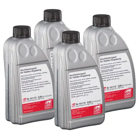 4x 850ml FEBI 101172 Hochleistungs&ouml;l Haldex Kupplung Haldex-&Ouml;l GELB AUDI BMW SEAT SKODA VW