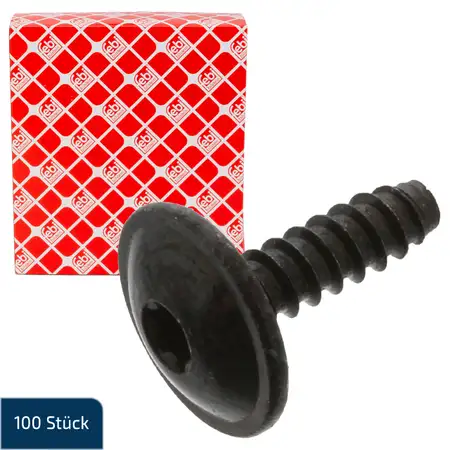 100x FEBI TORX Schraube Karosserie + Scheibe TX25 4,8x16x15mm f&uuml;r VAG N90775001