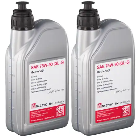 2L 2 Liter FEBI 32590 Getriebe&ouml;l GELB 75W-90 API GL-5 BMW FORD OPEL VW