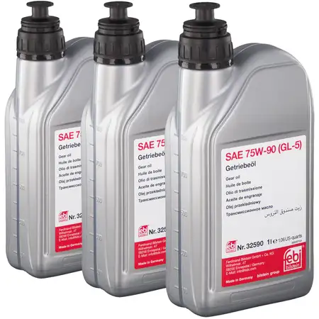 3L 3 Liter FEBI 32590 Getriebe&ouml;l GELB 75W-90 API GL-5 BMW FORD OPEL VW