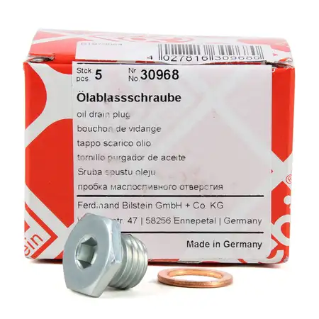 5x FEBI 30968 &Ouml;lablassschraube + Dichtring BMW E81-88 E46 E90-93 X1 E84 Z4 E85