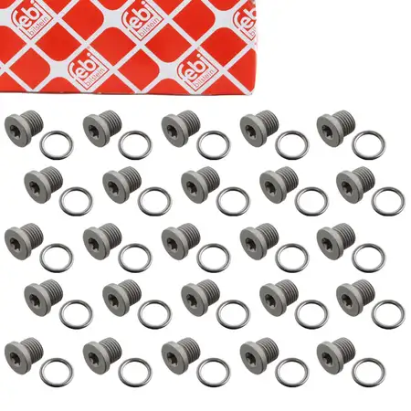 25x FEBI &Ouml;lablassschraube M14x1,5 N91167901 + O-Ring Dichtring N0138157 f&uuml;r VAG