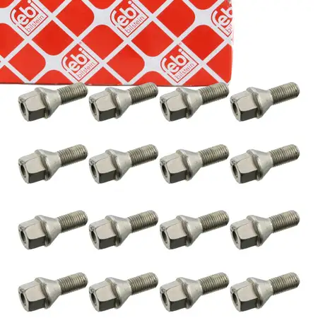 16x FEBI 46625 Radbolzen Radschraube M12x1,5mm 22mm f&uuml;r OPEL FIAT SUZUKI ABARTH