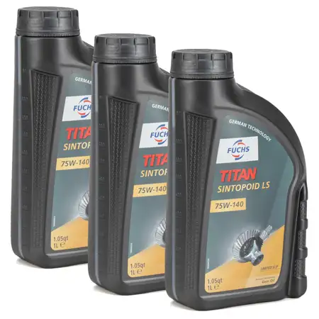 3L 3 Liter FUCHS Achs&ouml;l Achsgetriebe&ouml;l TITAN SINTOPOID LS SAE 75W-140 API GL-5