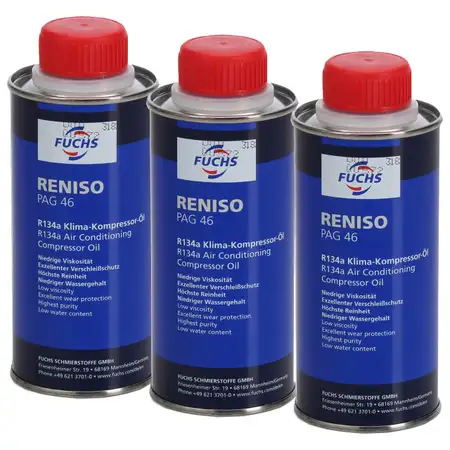 3x 250ml FUCHS RENISO PAG 46 R134a Kompressor &Ouml;l Kompressor&ouml;l Klimaanlagen&ouml;l