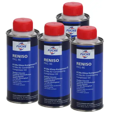 4x 250ml FUCHS RENISO PAG 46 R134a Kompressor &Ouml;l Kompressor&ouml;l Klimaanlagen&ouml;l